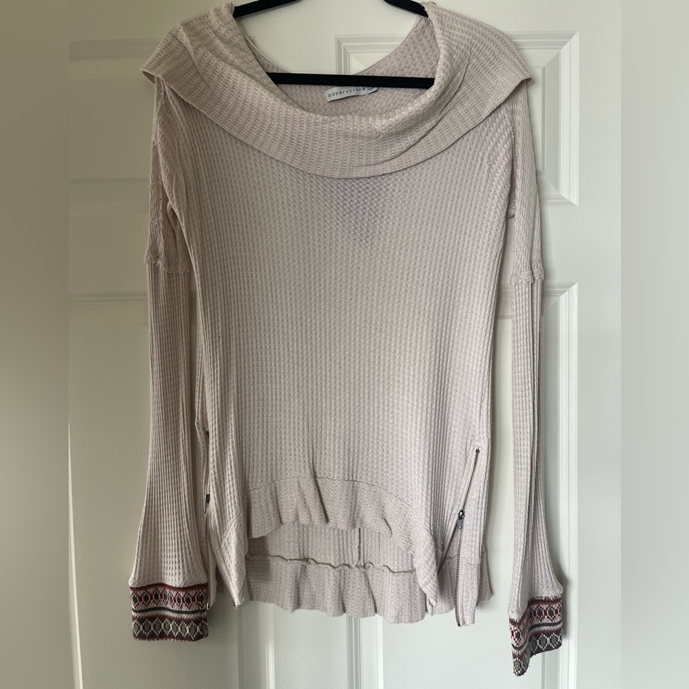Boho long sleeve top in tan size medium